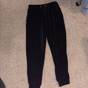 Black velvet joggers